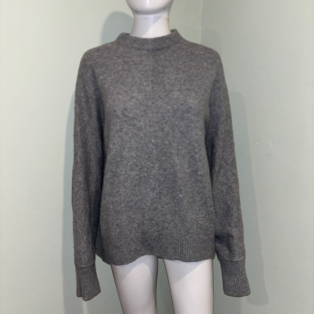 LOFT Gray Mock Neck Wool Blend Pullover Sweater - XL